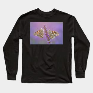Two Painted Lady Butterflies on a Lavender Flower Long Sleeve T-Shirt